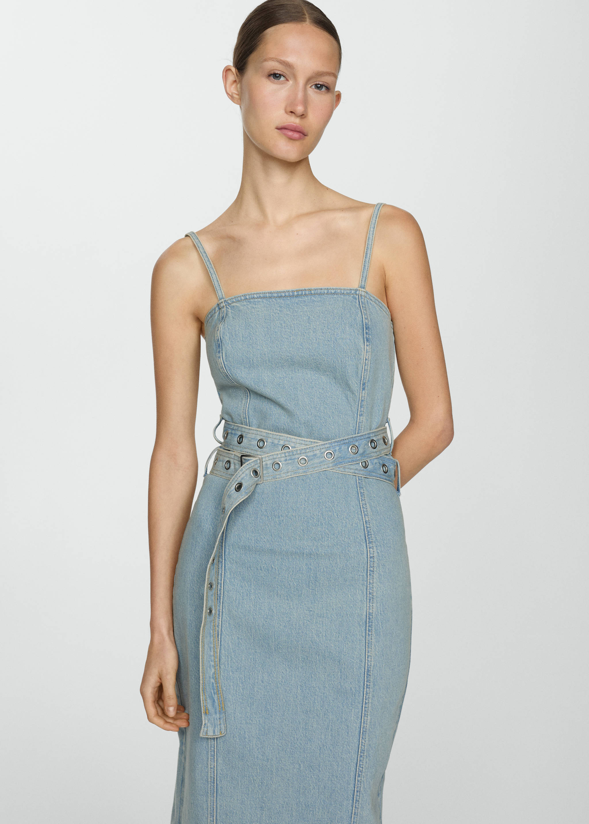 Denim dress with belt - Medium plane