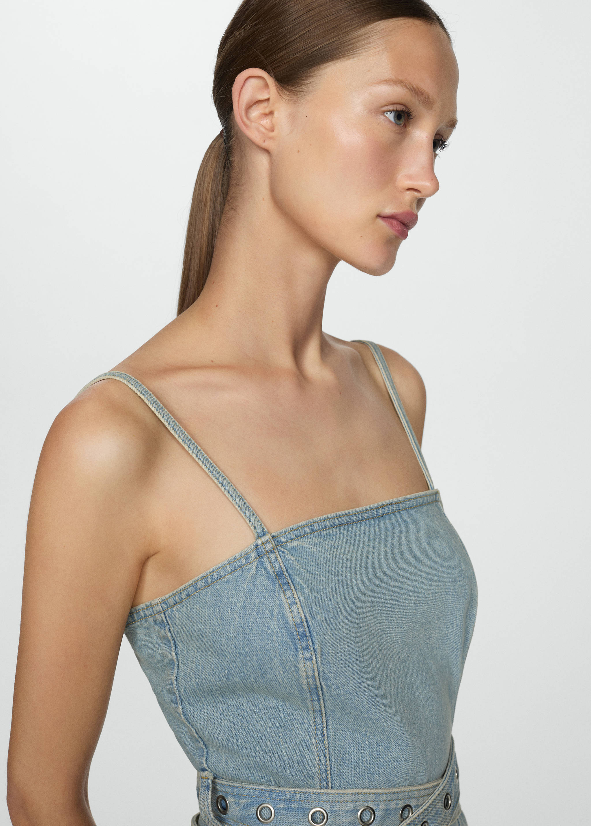Denim dress with belt - Details of the article 1