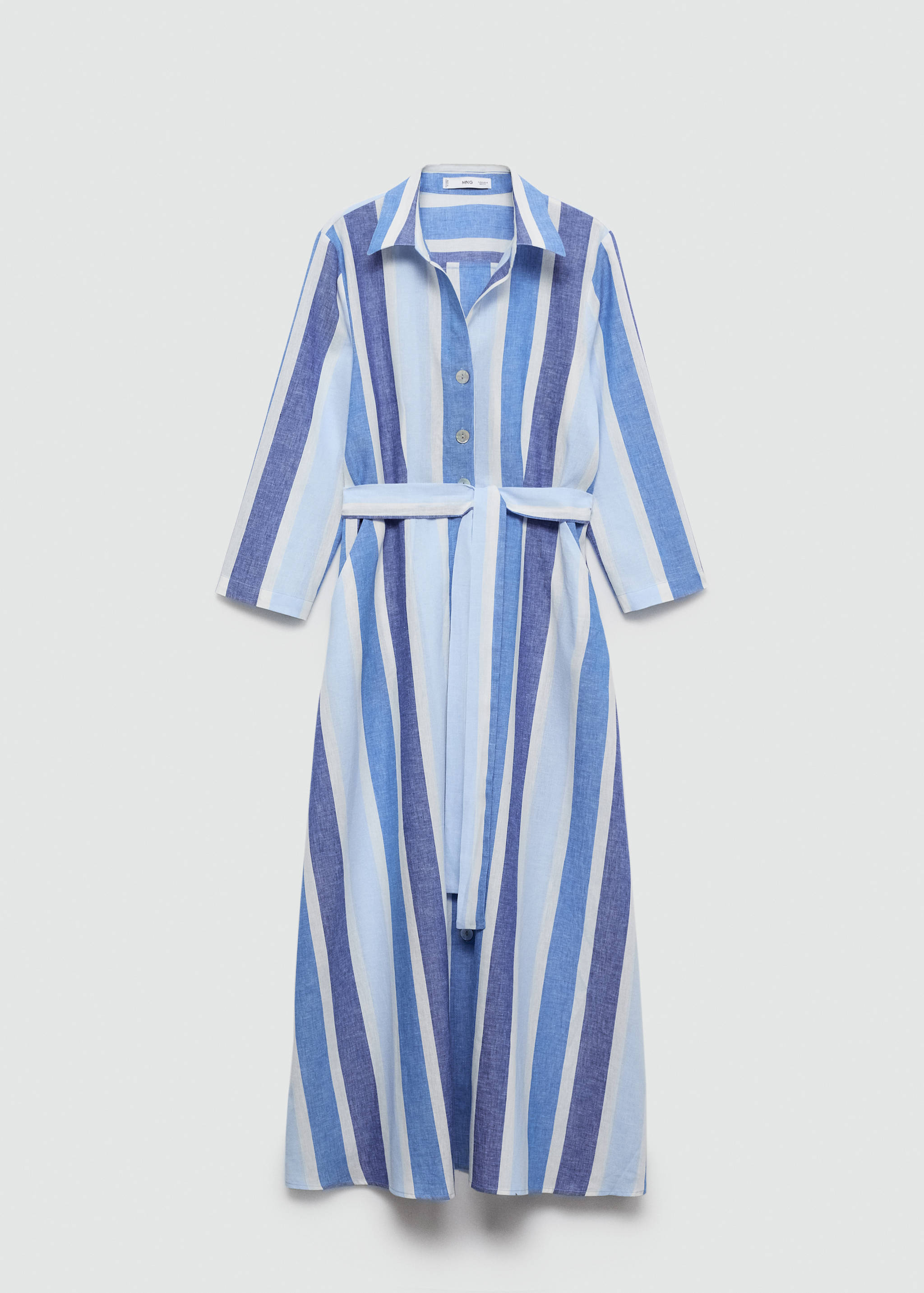 Vestido lino rayas cinturón - Artículo sin modelo