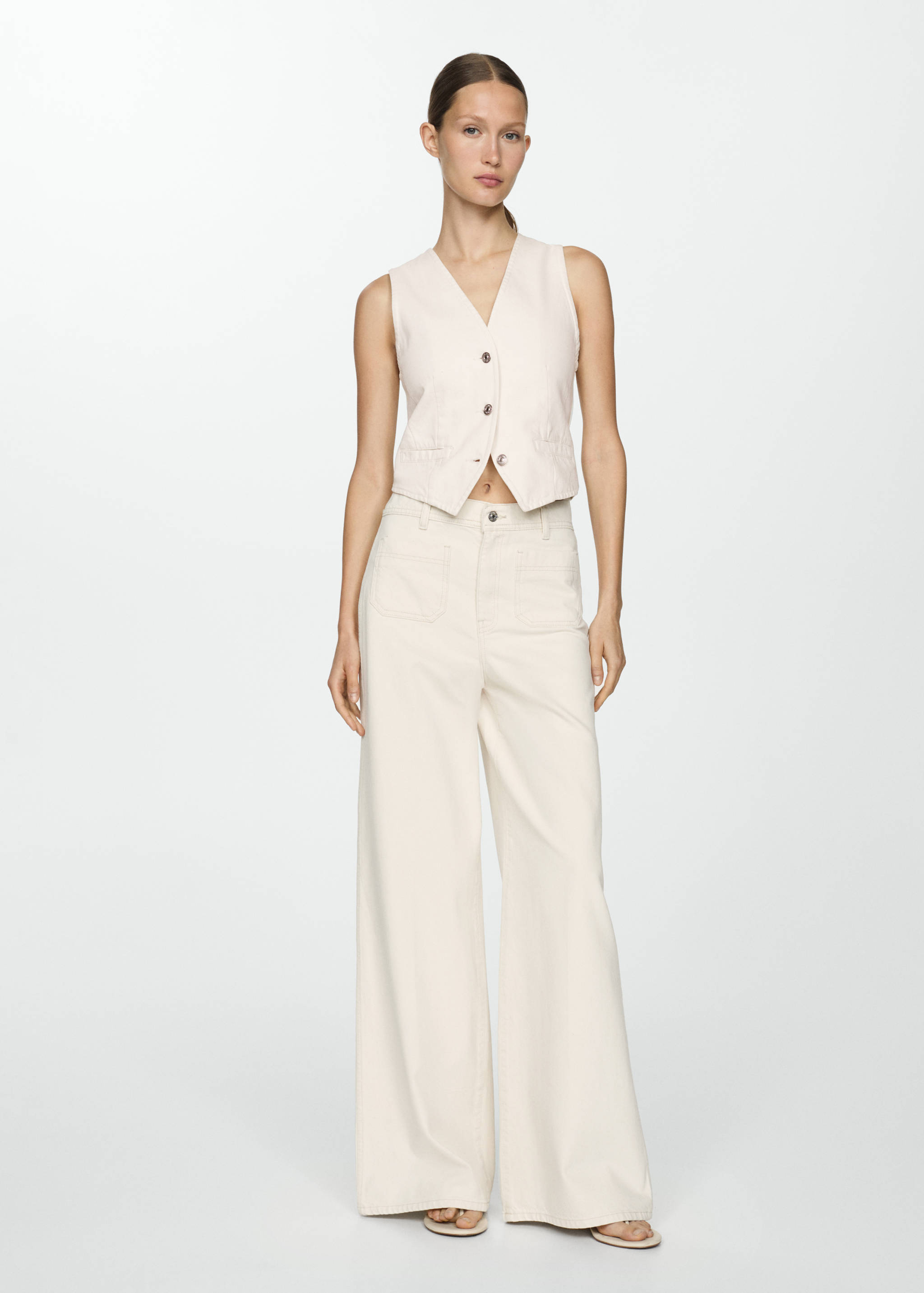 Buttoned denim gilet - General plane