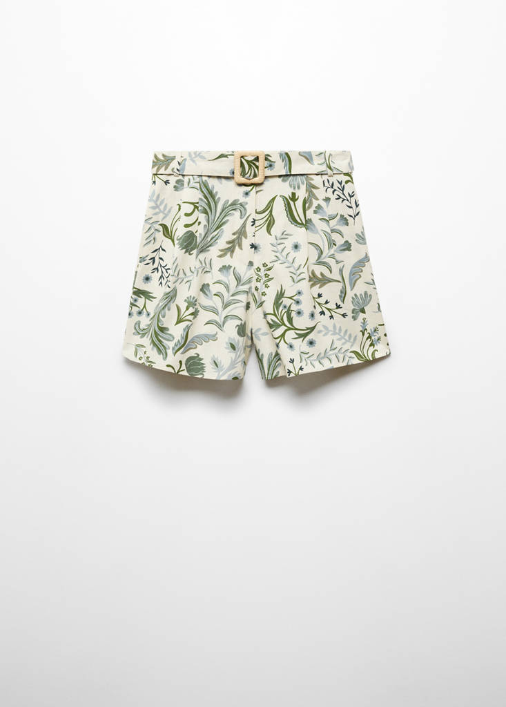 Printed shorts with belt — Ecru
