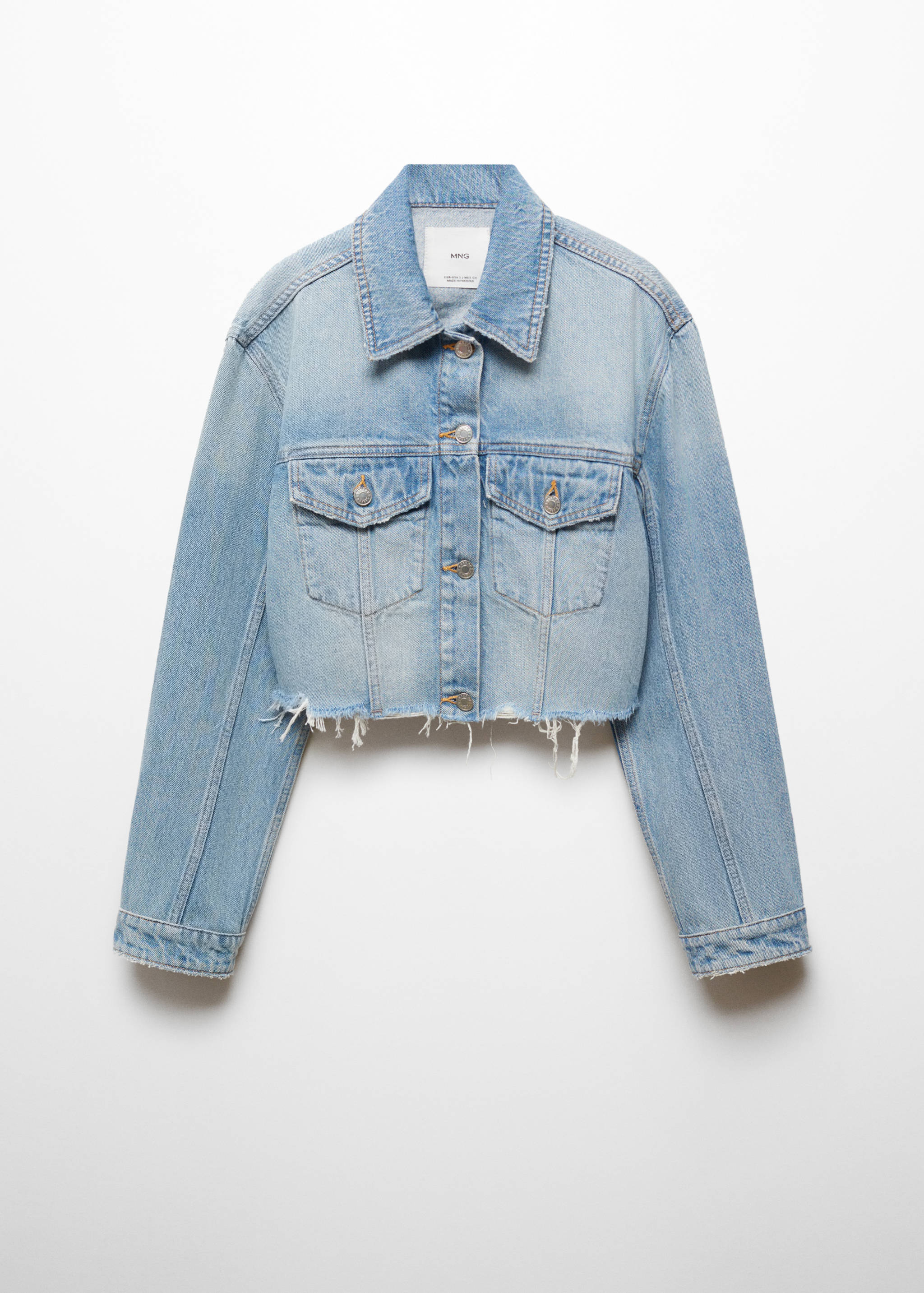 Denim jacket with frayed hem - Article without model