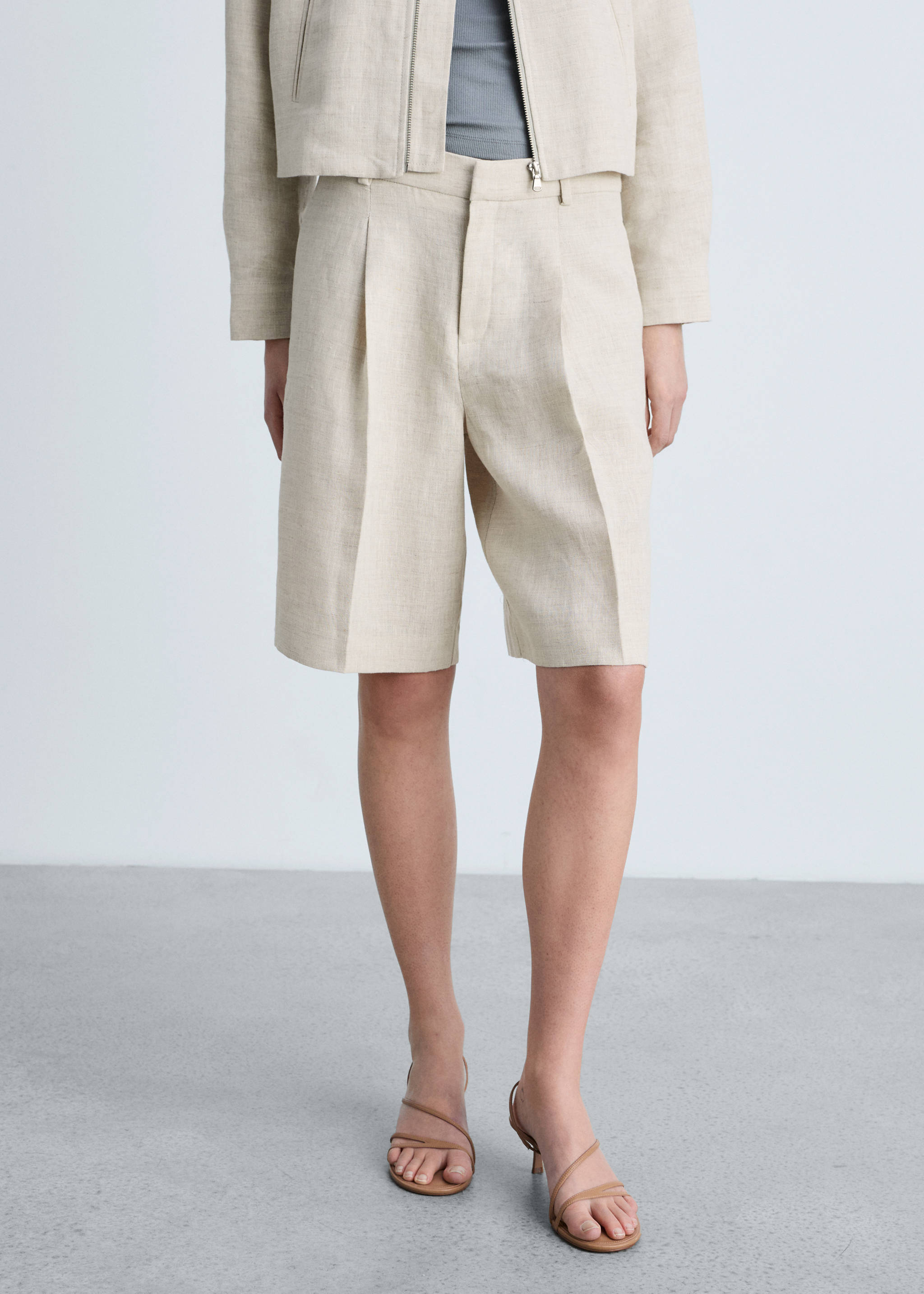 100% linen bermuda shorts - Medium plane