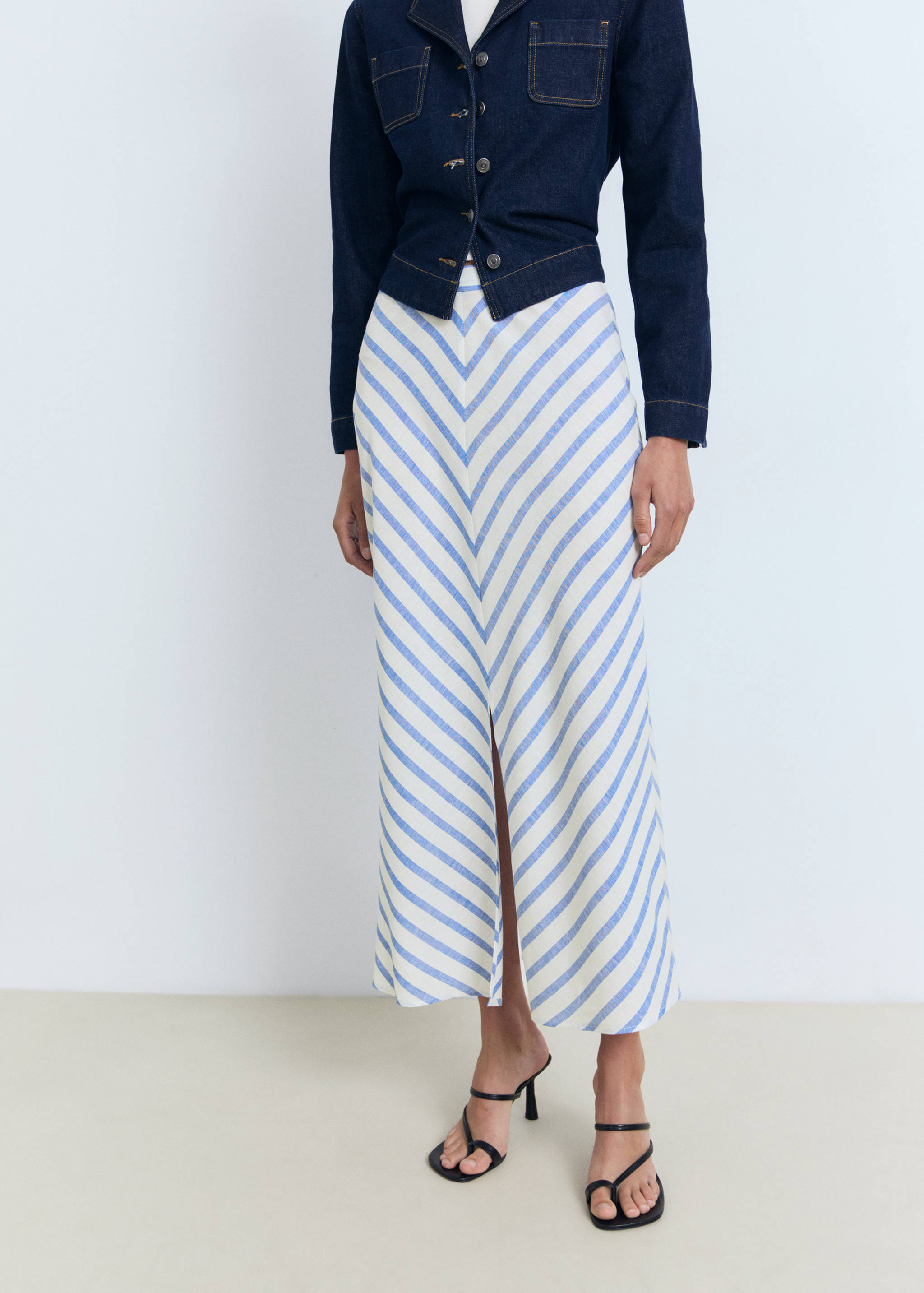 Striped linen-blend skirt - Medium plane