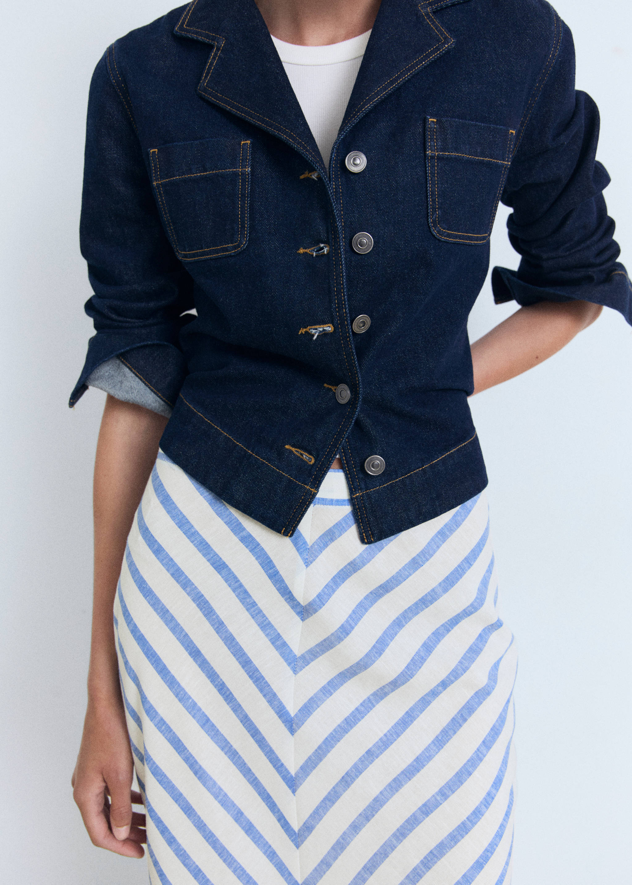 Striped linen-blend skirt - Details of the article 6