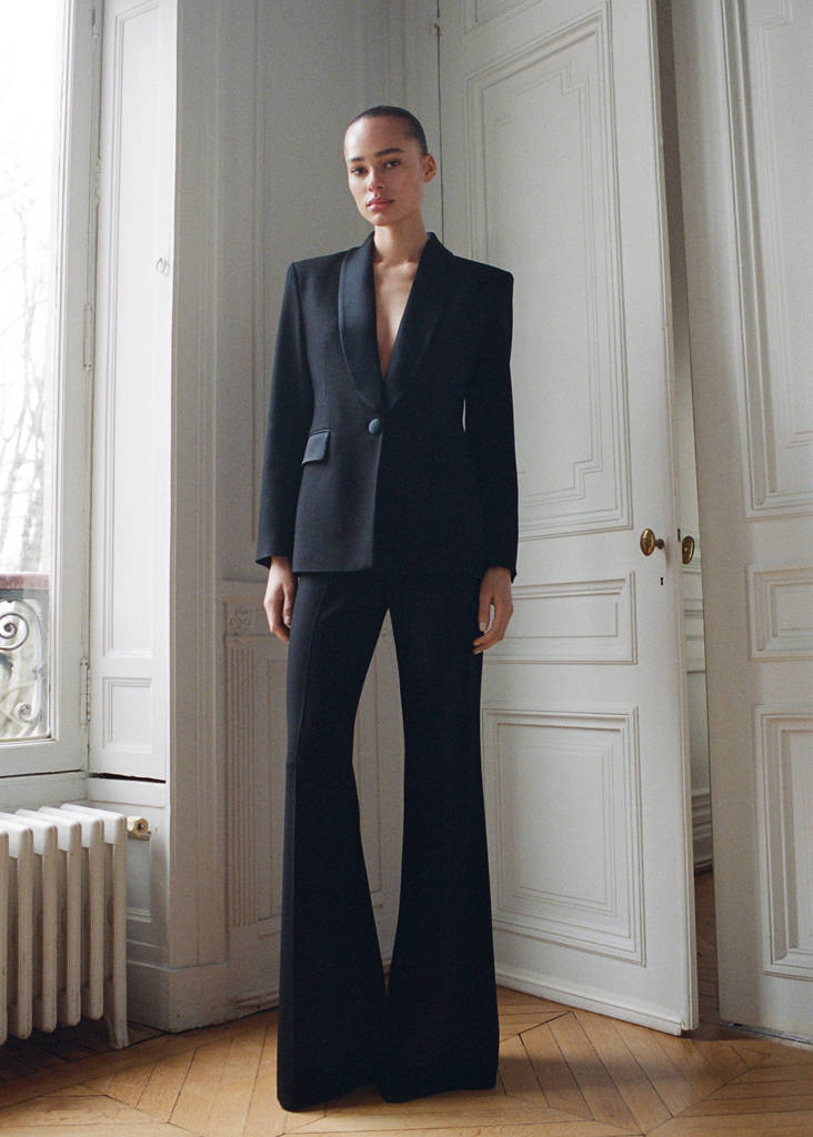 High-waist flared trousers — Black