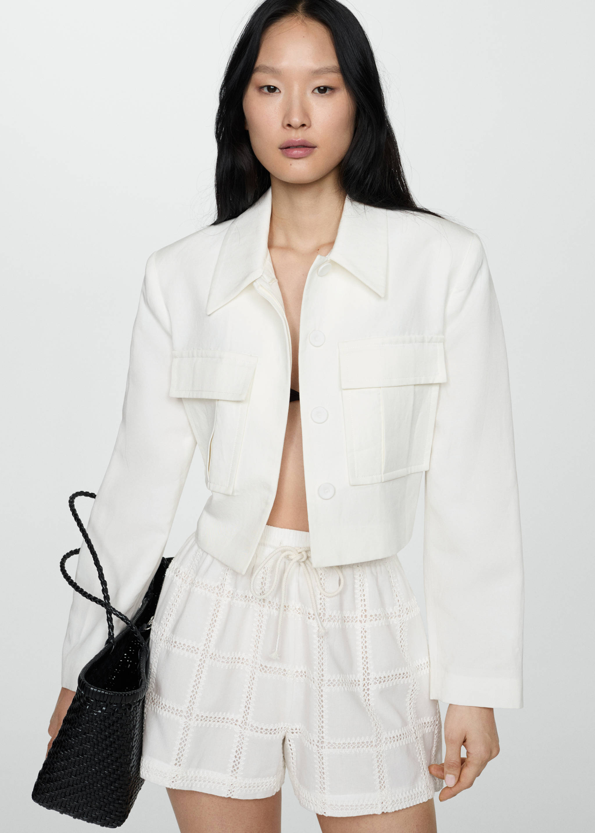 蝴蝶结刺绣短裤 - null