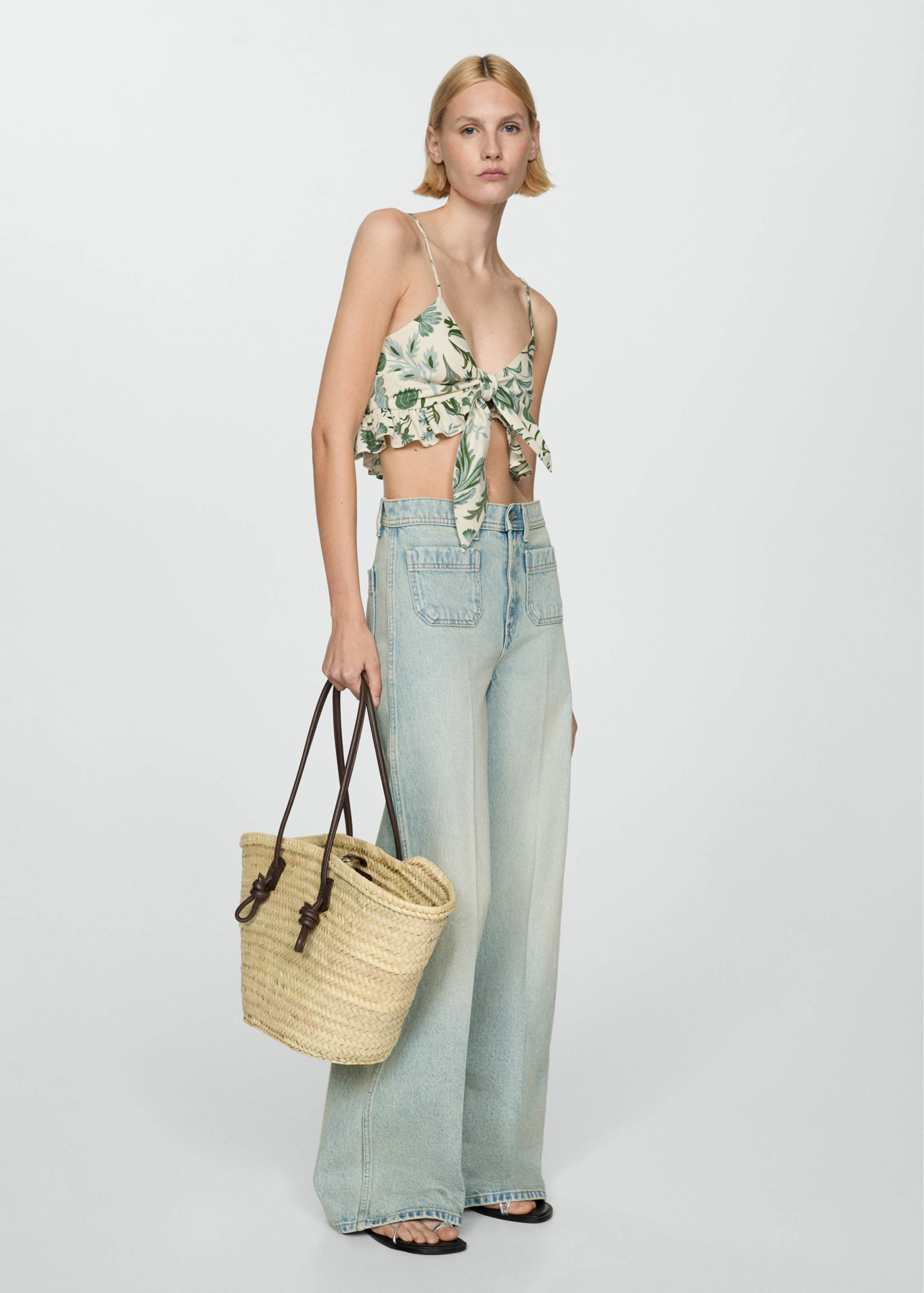 Printed crop top with bow - Details of the article 1