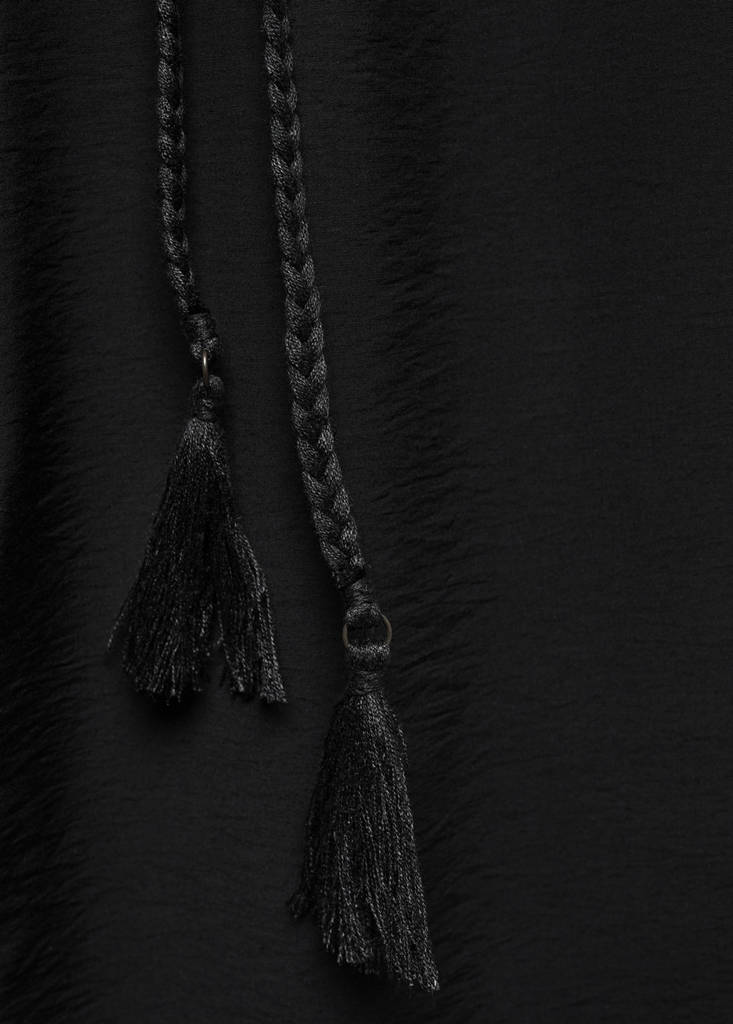 Long jumpsuit with tassel belt — Black