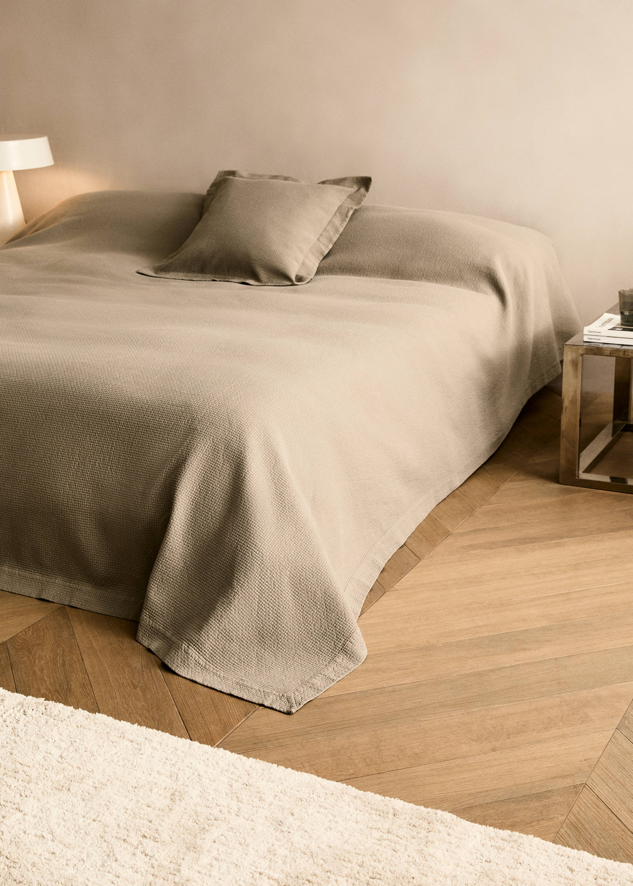 Cotton jacquard mini-check bedspread for 130/150cm bed - General plane