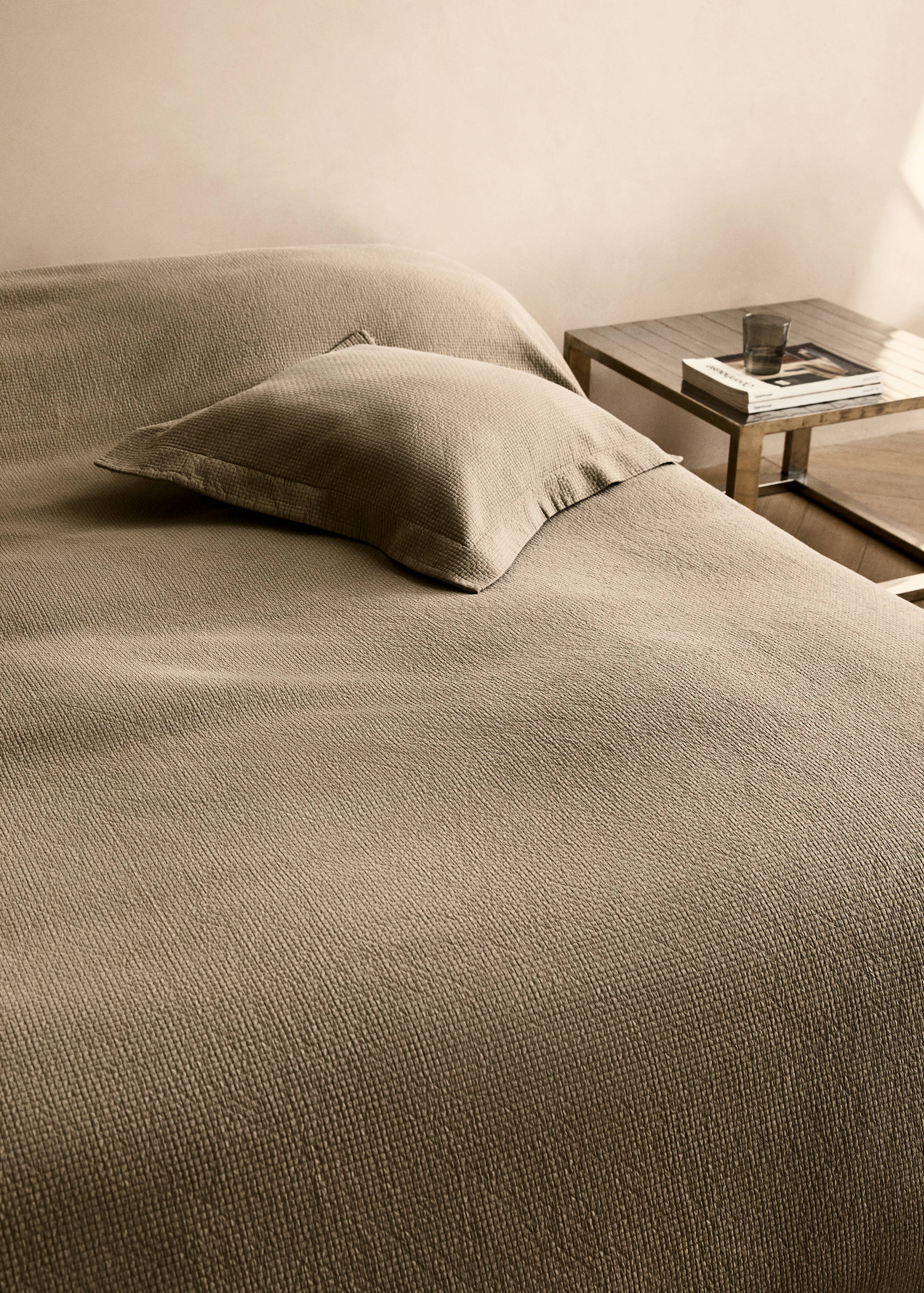 Cotton jacquard mini-check bedspread for 130/150cm bed - Details of the article 7