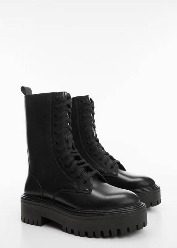 Black boots with grunge style track soles